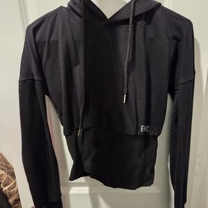 Ence Black Hooded Crop Sweatshirt